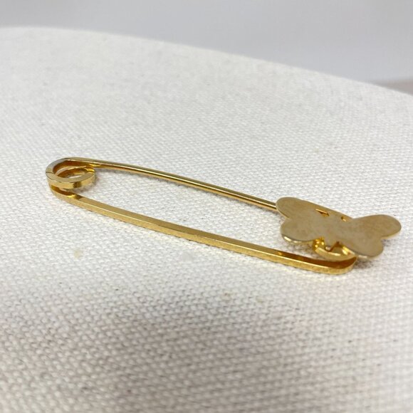 Butterfly Safety Pin‎ Brooch Gold-Tone Feminine Dainty Minimal Coquette - Picture 3 of 6